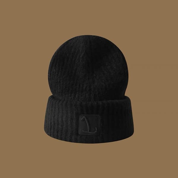 Varm stickad mössa för kvinnor och män, höst och vinter, stretchig stickad Black
