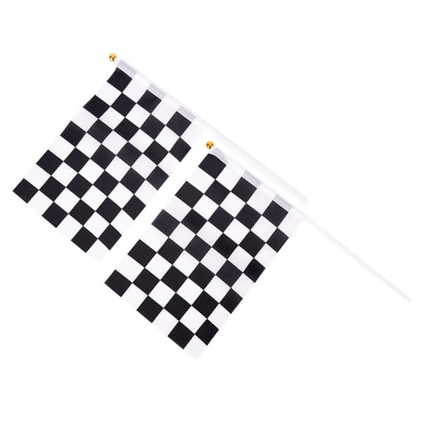 5x Svart og hvit rutete racingbanner polyesterflagg