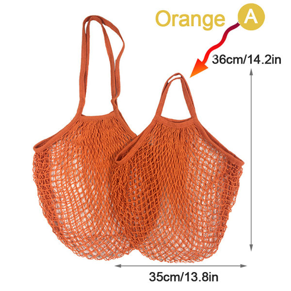 Gjenbrukbare vesker for dagligvareprodukter Bomullsnetting med nett-totebag F Orange A