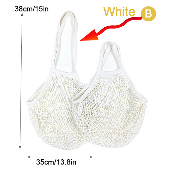 Genanvendelige købmandsvarer Tasker Bomuld Mesh streng Nettote Bag F White B
