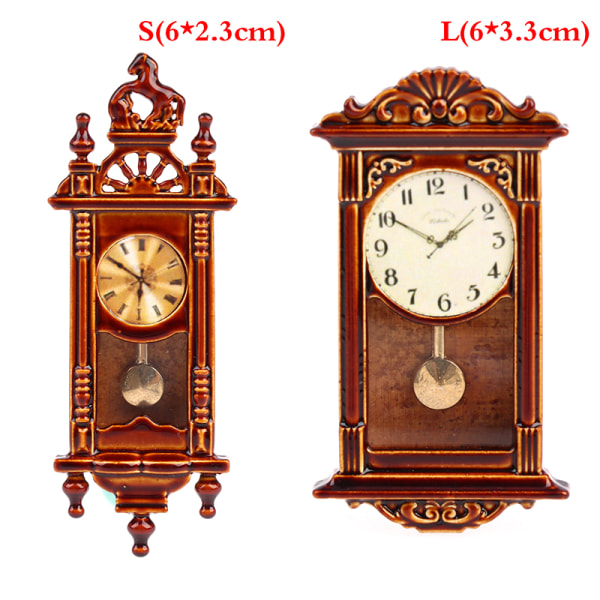 1:12 Nukkekodin miniseinäkello Miniatyyrit Kodinsisustustarvikkeet Bronze L