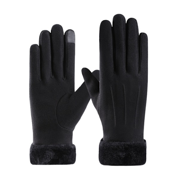 Varm Mocka Handske med Sammet Foder för Höst och Vinter Black