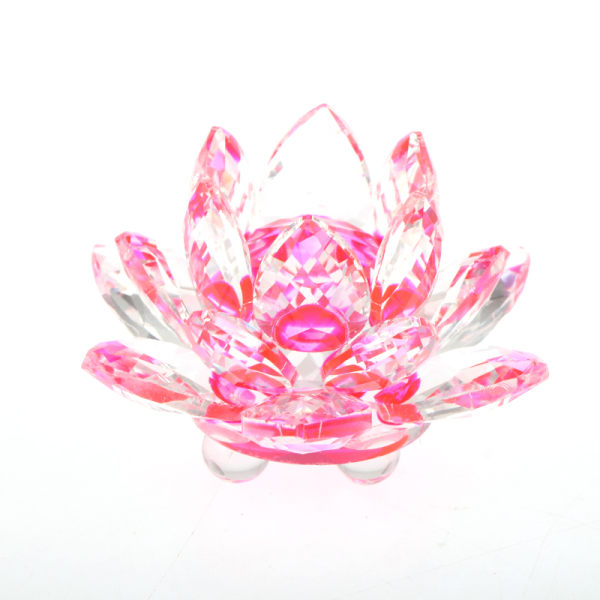 60 mm Kvartskrystal Lotus Flower Crafts Glas Fengshui Ornament Pink one size