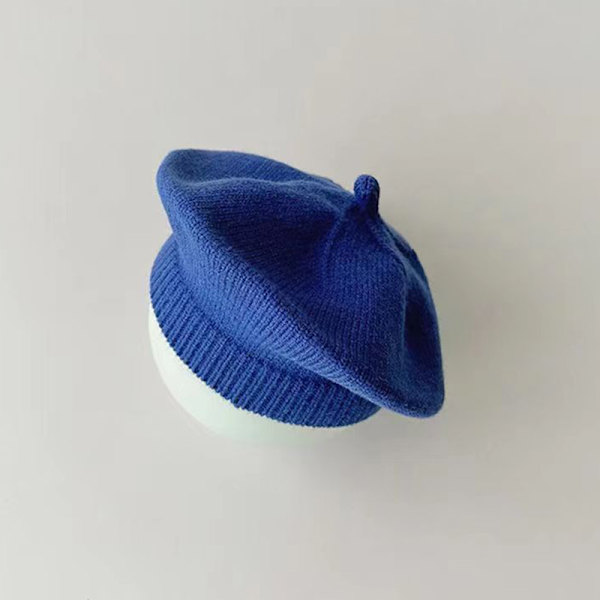Muodin e Baby Neulotu Beretti Hatki Kiinteä Väri Lasten Lämmin Ou Dark blue