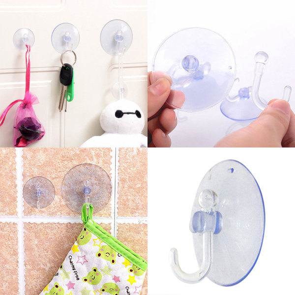 10st Transparent Väggkrokar Hängare Kök Badrum Sug Cu Clear 2.5cm