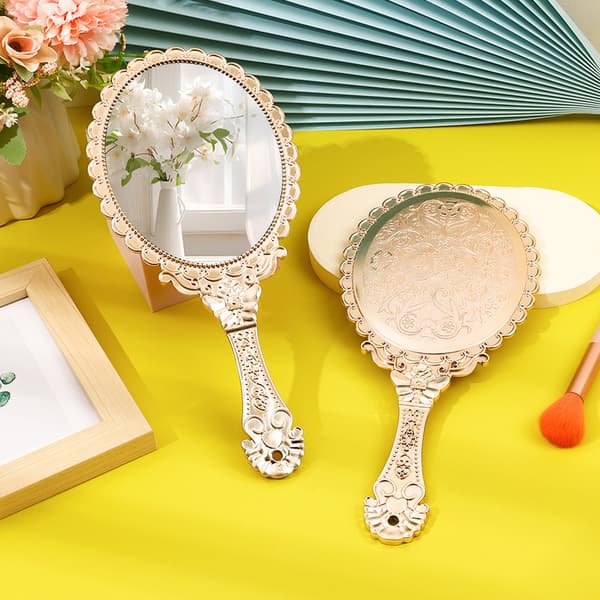 Stykker Vintage Håndholdt Speil Bærbart Preget Blomsterspeil onesize