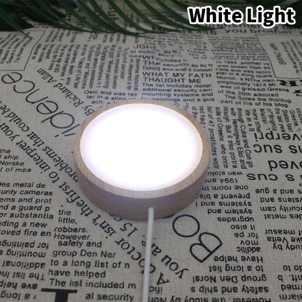 Nattlysholder Belysning Wood Led Light Base Solid Wood LED White Light one size