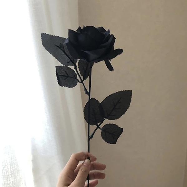 Goottilainen musta ruusu tekokukat Simulaatiokukat Valenti Black one size