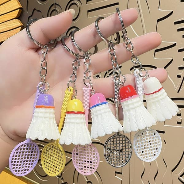 Mode Badminton Ketsjer Nøglering Nøgleholder Nøglering Nøglering B White