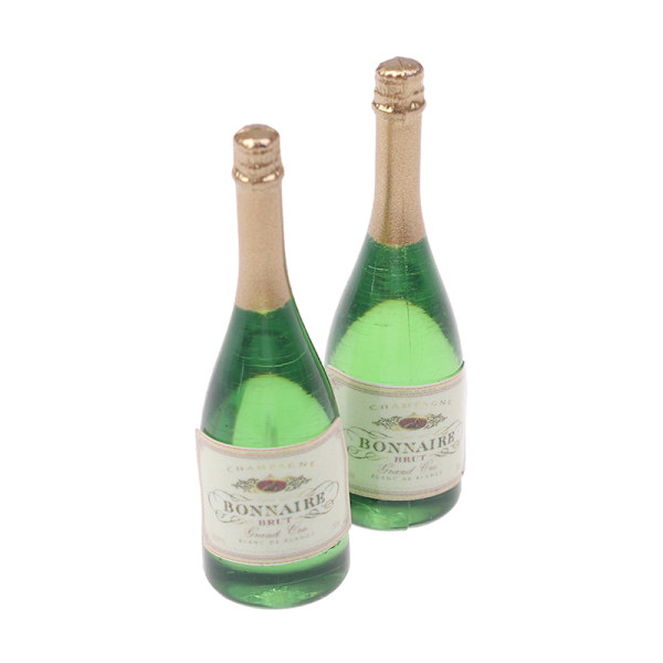 2 st. dockhus champagne dryckesflaskor 1/12 skala mini dockhus One Size