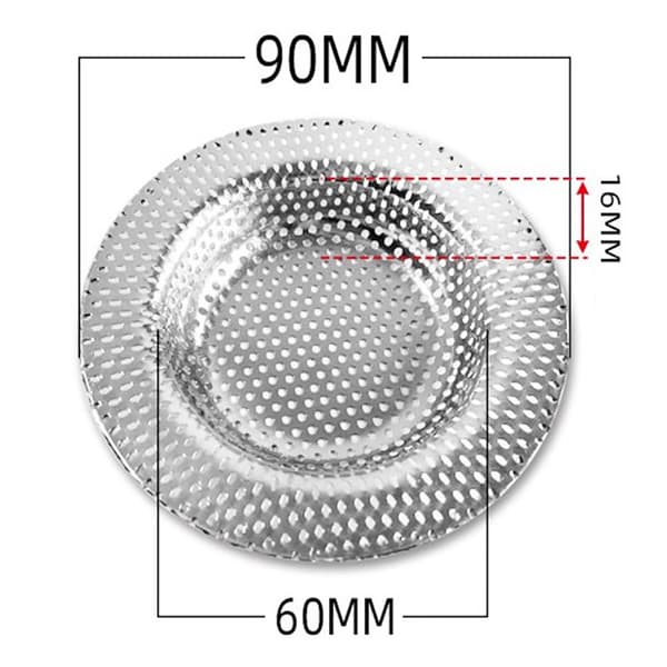 Rustfritt stål Kjøkken Vannvask Filter Vask Mesh Sil Fl Silver 9cm