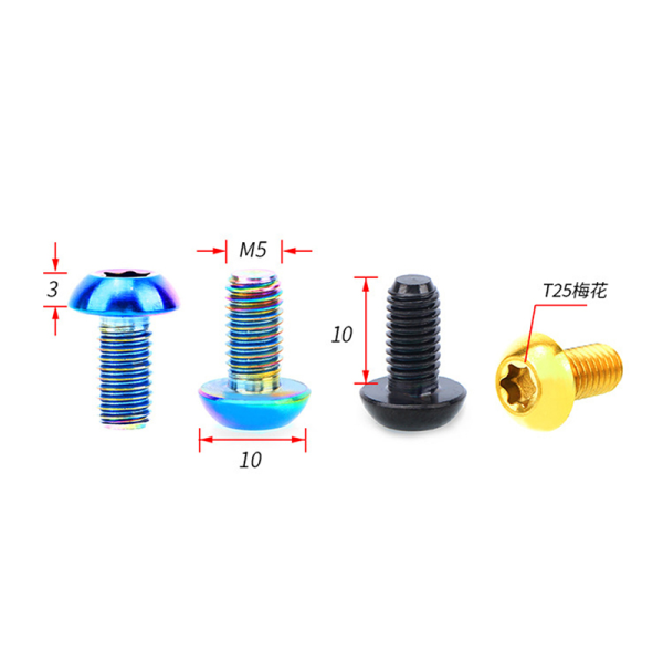 RISK 12 STK M5*10MM Sykkel Skivebrems Rotor Festebolter TC4 Titan Black A