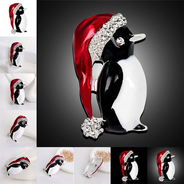 3 kpl Hot Christmas Rhinestone ja Christmas Penguin Rintaneula Xma Multi 3pcs
