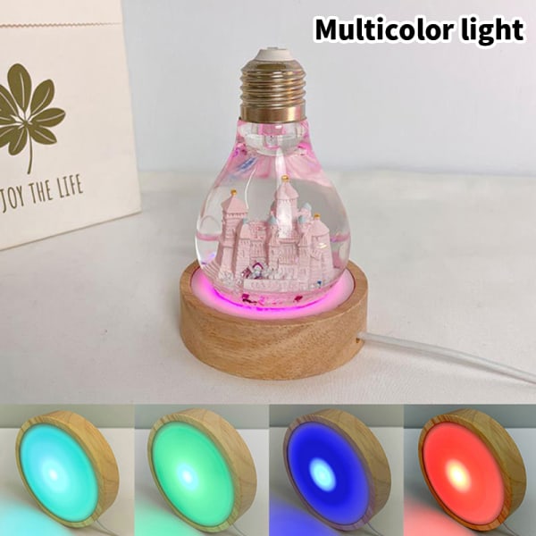 Nattljushållare Belysning Wood Led Light Base Massivträ LED Multicolor one size