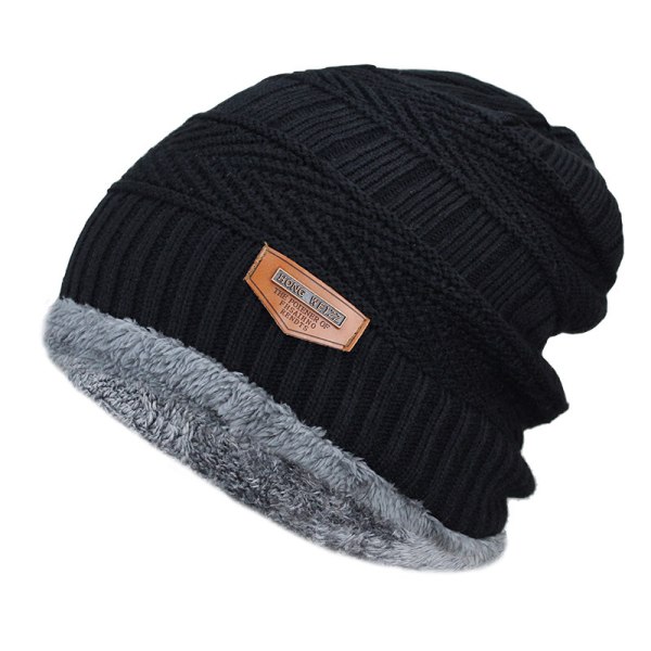 Vinterhatt för män Bomull Tjocka Varma mössor Hatt Mode Unisex Black one size