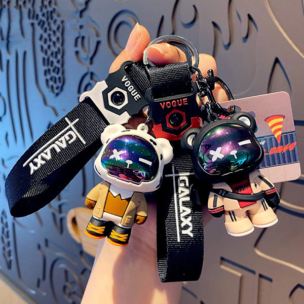 Cool hip hop karhu avaimenperä salama Naisten autonukke avaimenperä Multicolor C