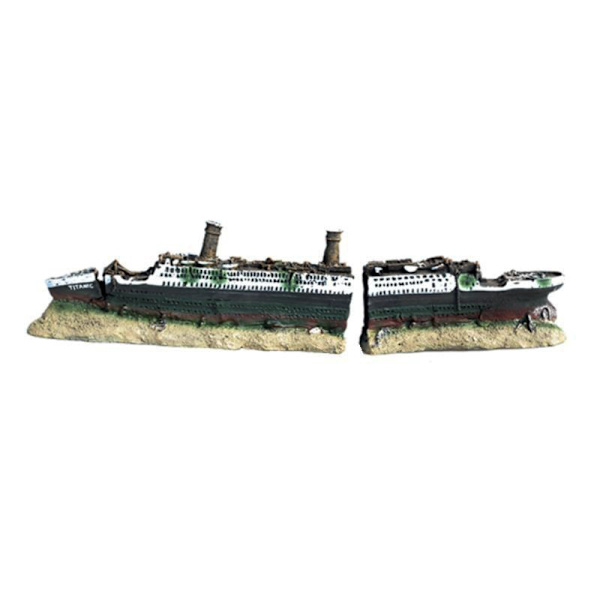 Akvarie dekoration Synkende Titanic Model Skibsvrag ornamenter N Green OneSize