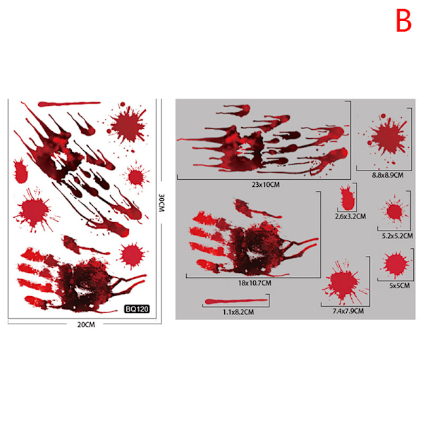 Halloween-tarra, kauhuverinen kädenjälkitarra, lasi, nainen BQ120