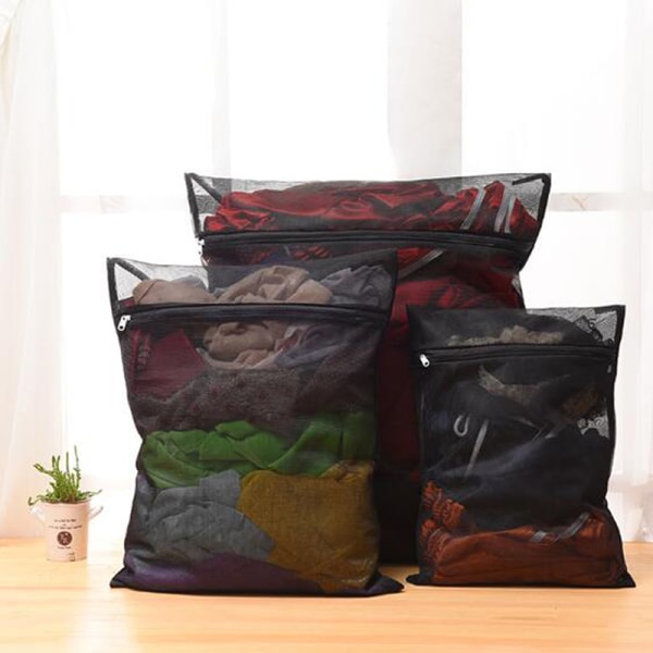 Kläder Tvätthinna Tvättpåse med dragkedja Nylon Mesh Nätbh Black M