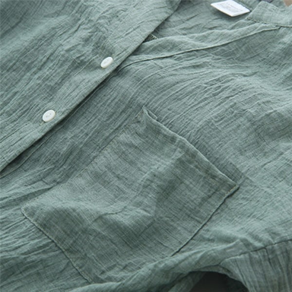 Kvinder efterårstoppe Linned Button Down Løs Casual Career Shirt L Green L