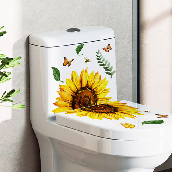 Auringonkukka seinätarra Kylpyhuoneen wc-sisustus Olohuonekaappi yellow one size