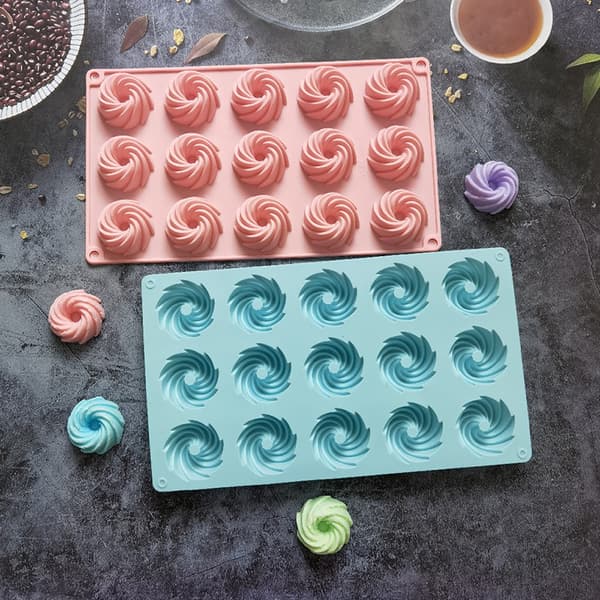 15 hull Spiralform Silikonkakeform Mousse Dessertbaking Purple onesize