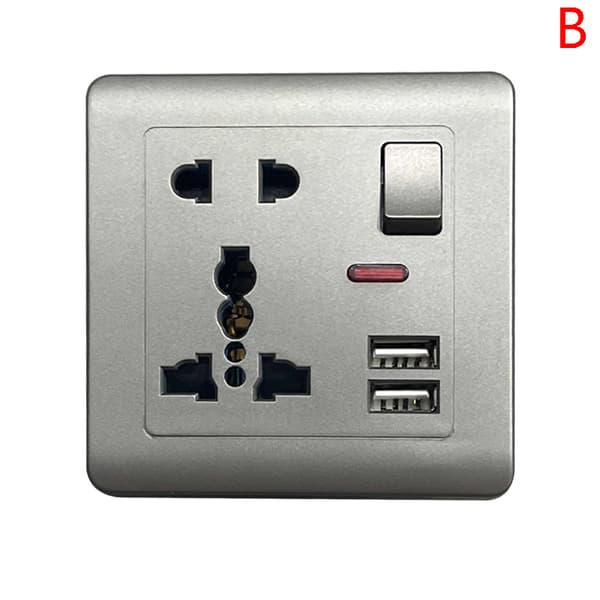 EU-standard USB-kontakt grå innfelt veggkontakt D