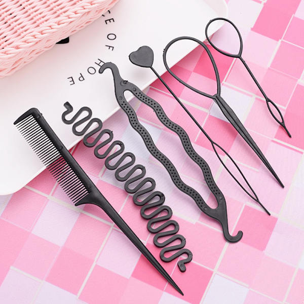 12 kpl/ set Lasten kiharrin Hiuspunoksen ylläpito Spiral Twist H Black 2pcs