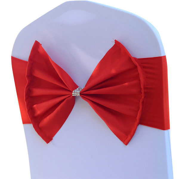 Tie-Free Back Bowknot Stretch tuolin cover Tuoli Sash Flower Sat Red one size