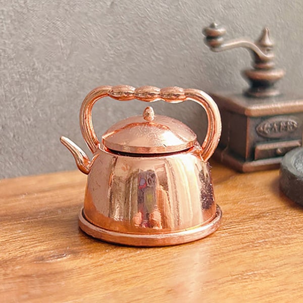 1kpl 1:12 Miniatyyri teekannu teekeitin nukkekodin keittiötarvike Rose Gold one size