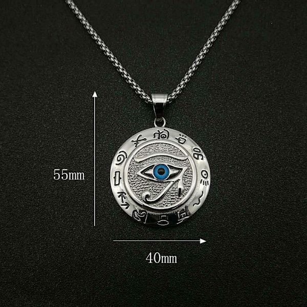 Muinainen Egypti Horuksen silmä riipus kaulakorut ruostumattomasta teräksestä Silver one size