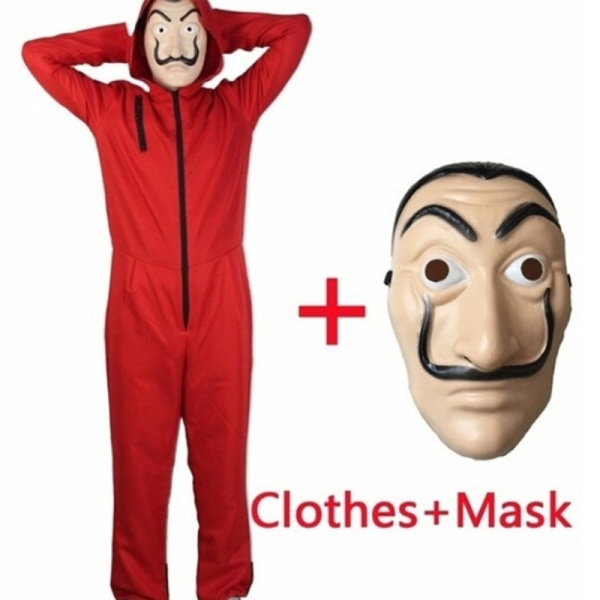 Unisex til Salvador Dali La Casa De Papel Money Heist Cosplay H Red L