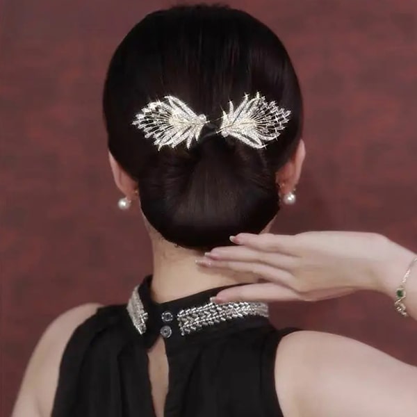 Hvalhale Rhinestone Blomst Hårklips Hår Bun Maker Bundle Ha D