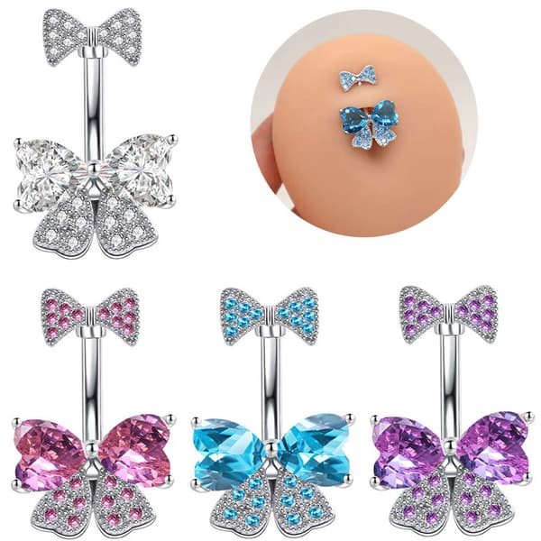 Zirkon Sløyfe Krystall Navlepiercing Navlering B Blue