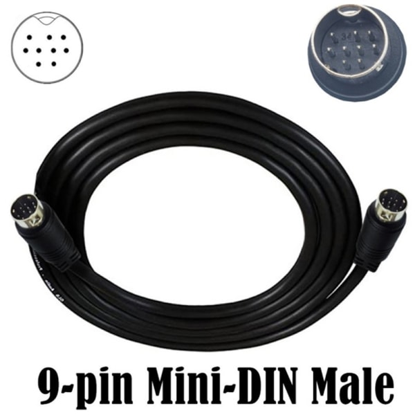 Mini Din 9-pins hann til 9-pins hann o inngangskabel 1m 2m 3m Compat Black 1M