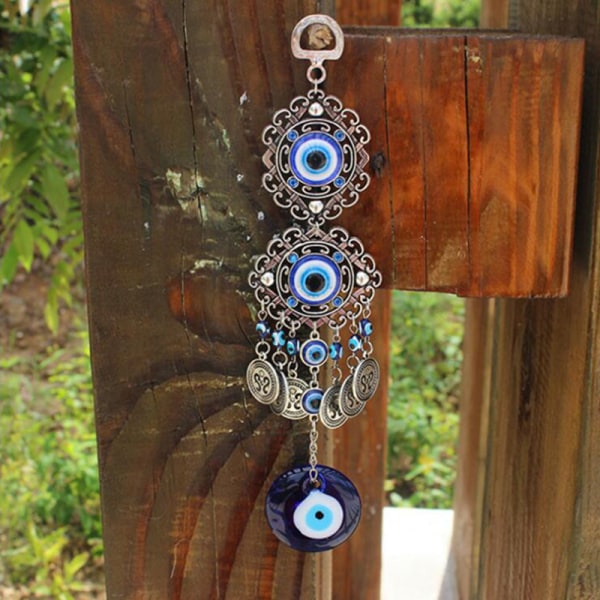 Wind Chimes Tyrkiet Evil Eye Pendler Hjem Væghængende Decorati Round one size