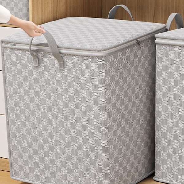 Ikke-vevd Quilt Oppbevaringspose med Lopp, Glidelås, Foldbar Klær Q A1