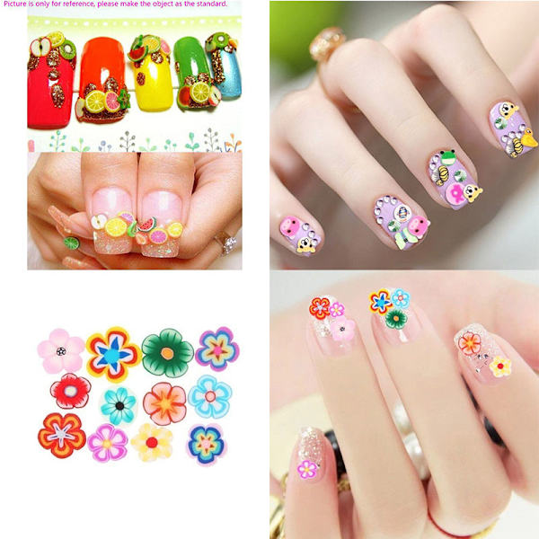 1000 stk 3D-frugtdyr Slice Clay DIY Nail Art Tips Sticker D Multicolor 1000pcs