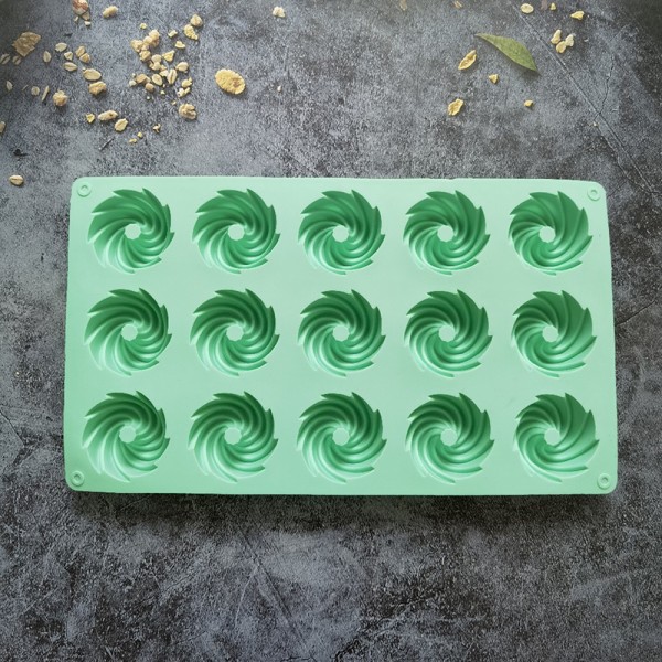 15 Huller Spiralform Silikone Kageform Mousse Dessertbagning Green onesize