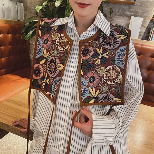 Kvinnor broderad axelscarf Sjal Wrap Blommig skjorta Colla N8 one size
