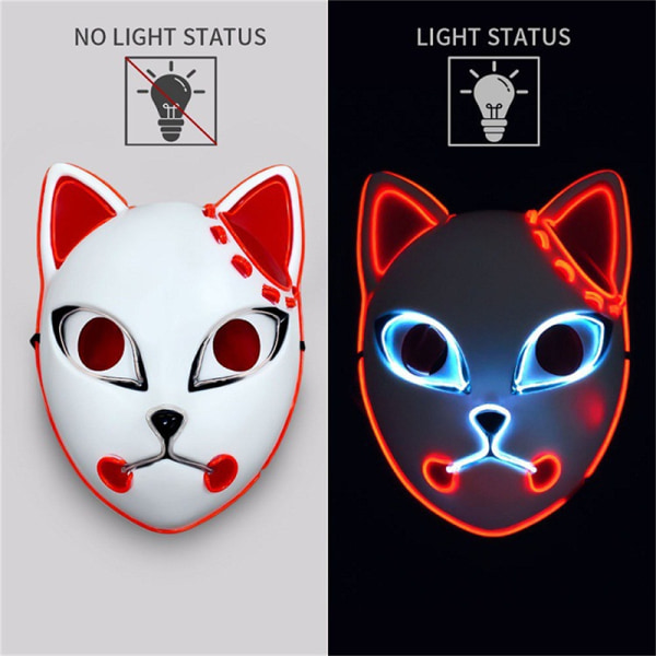 Anime Demon Slayer LED Mask Cosplay e Masks Halloween Party Cos Red One Size