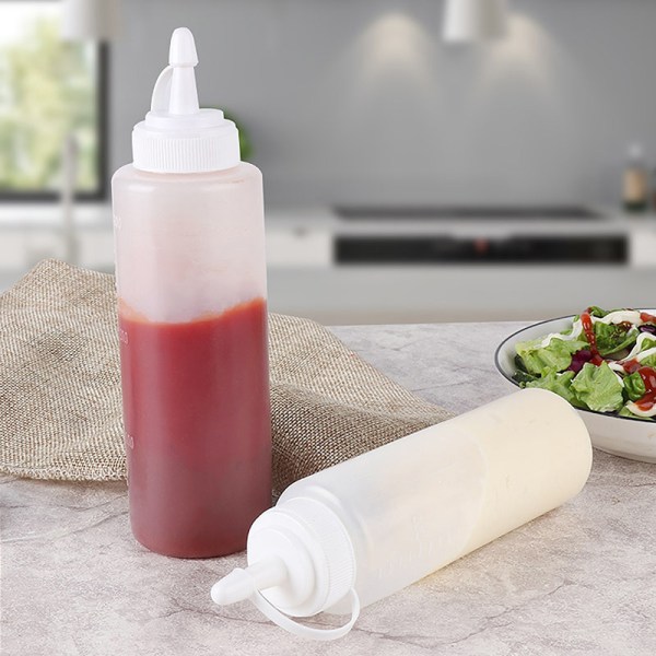 4 STK Squirt Condiment Flasker Salat Saus Dispenser Ketchup Cr White one size