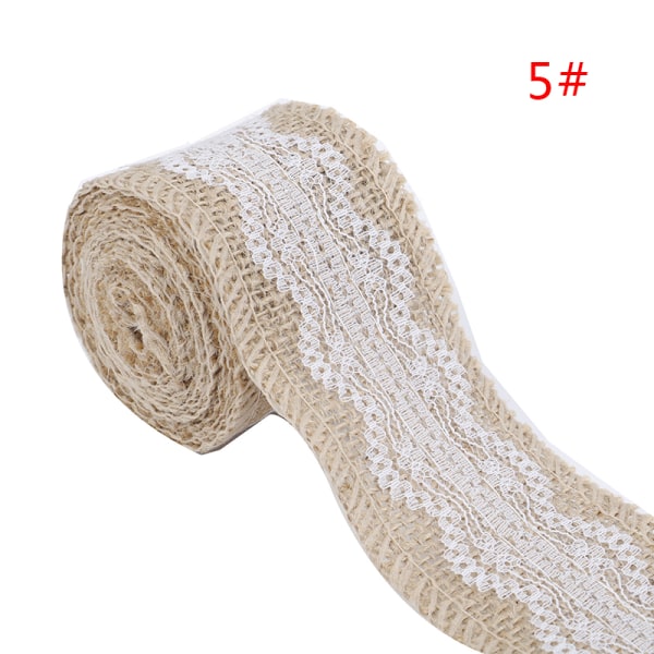 5st 2Meter/Rull Jute Burlap Hessian Spetsband Vit Spets Tri White 5pcs