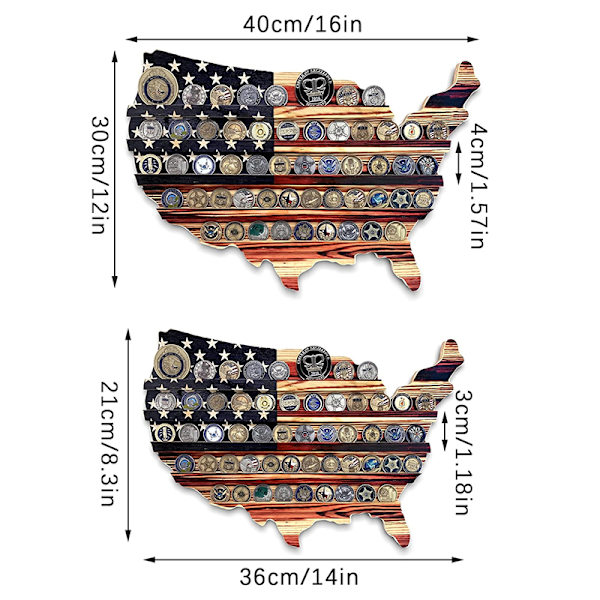 Træ Amerika US Flag Challenge Coin Display U.S. Militære Mønter A2