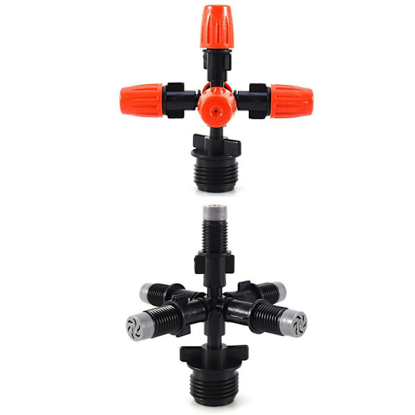 Trädgårdssprinkler bevattningsdimma dimma 5-huvud munstycksspray 1/2" Red 1pc