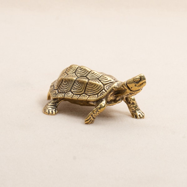 Retro Messing Skildpadde Statue Desktop Ornamenter Solid Kobber Turt Gold one size
