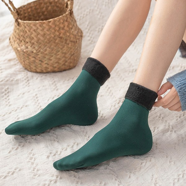 Nye Velvet Kvinder Vinter Warm Thicken Thermal Socks Soft Casual Green one size