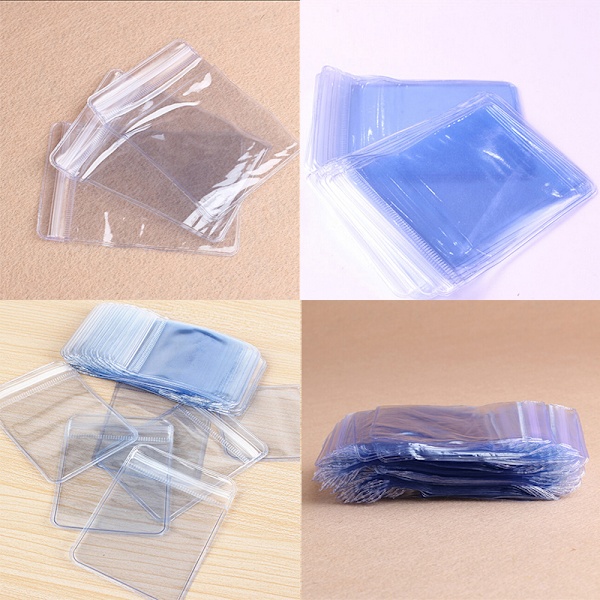 100 stk Klar PVC Plast Mynt Bag Case Lommebøker Oppbevaring Konvolutt 4*6