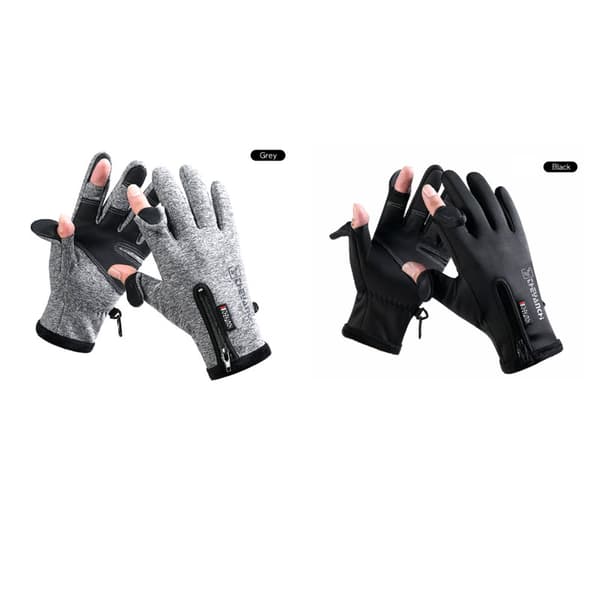 Vinterfiskehandskar 2 Finger Flip Vattentät vindtät Cyclin Gray M