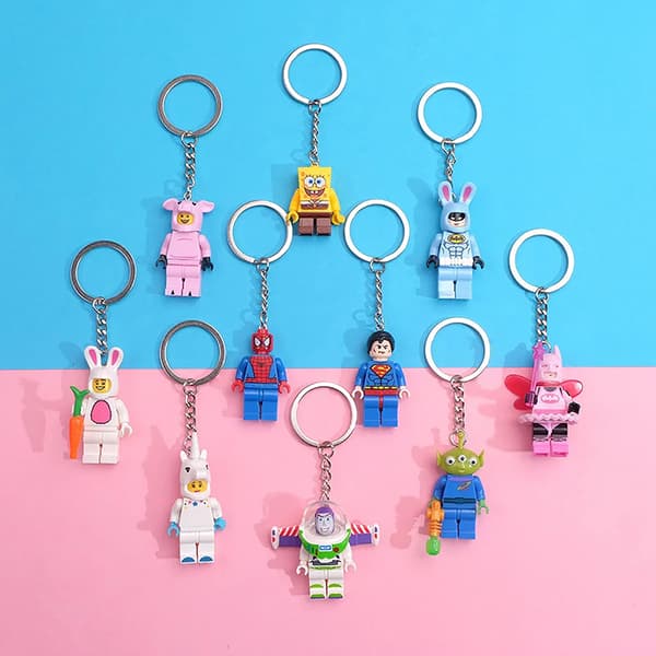 Anime byggstenar modell nyckelring Liten docka tecknad e Keyr A5 onesize